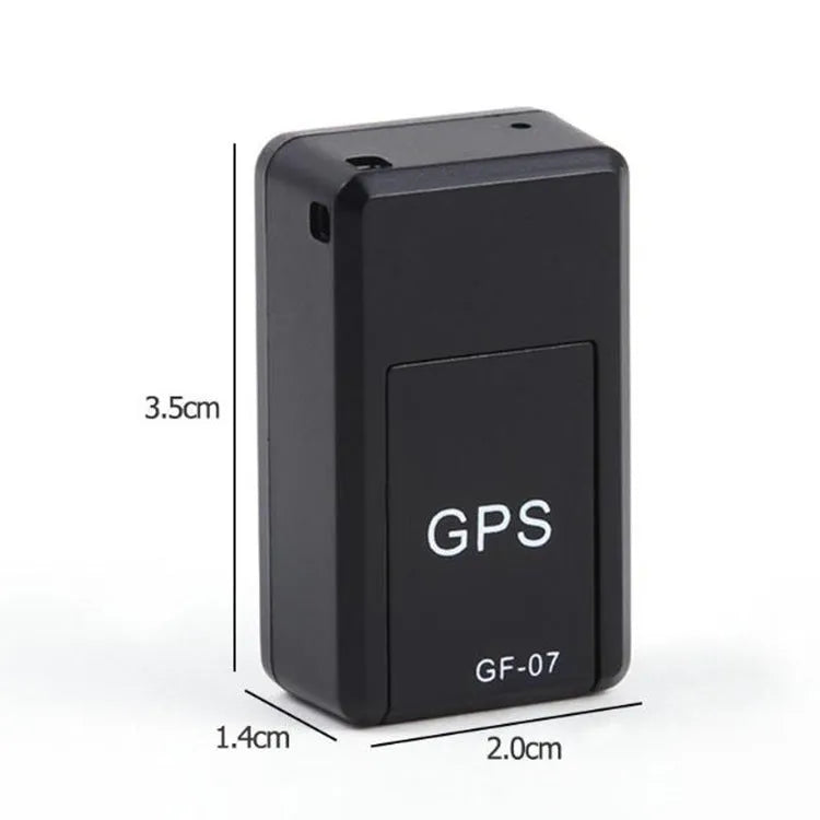 Black mini GPS car tracker device with magnetic mount for vehicle tracking