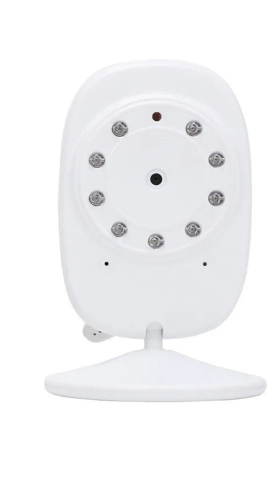 Wireless 4.3 inch baby monitor with night vision, two-way intercom, and temperature display on a white background