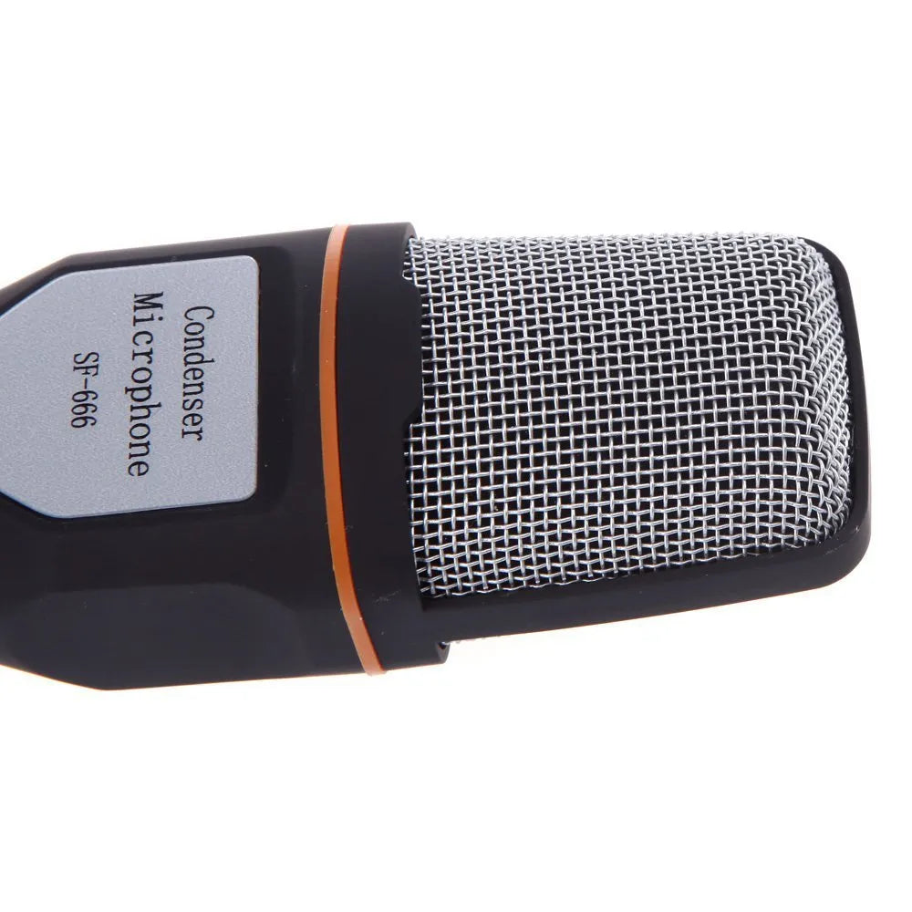 Black wired clip-on PC microphone with adjustable metal holder bracket and 1.85m cable