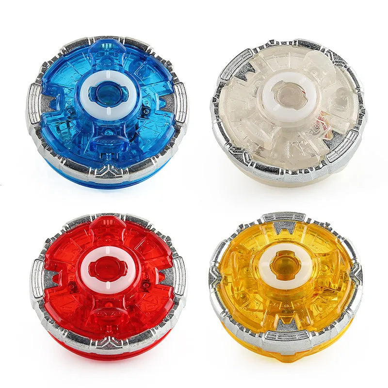 Luminous yo-yo gyro bottom replacement part in white, red, blue, and yellow colours.
