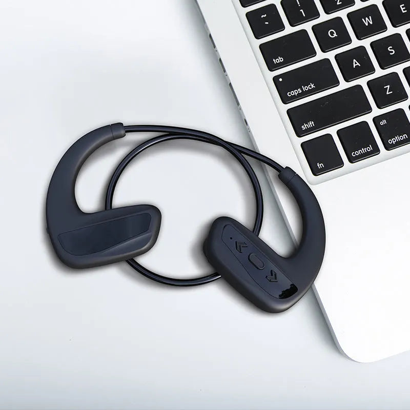 New Style Swimming Headset Bluetooth 8 Level Waterproof Black Head-Mounted Dual Stereo