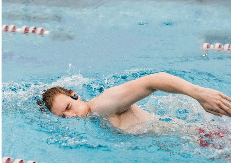 New Style Swimming Headset Bluetooth 8 Level Waterproof Black Head-Mounted Dual Stereo