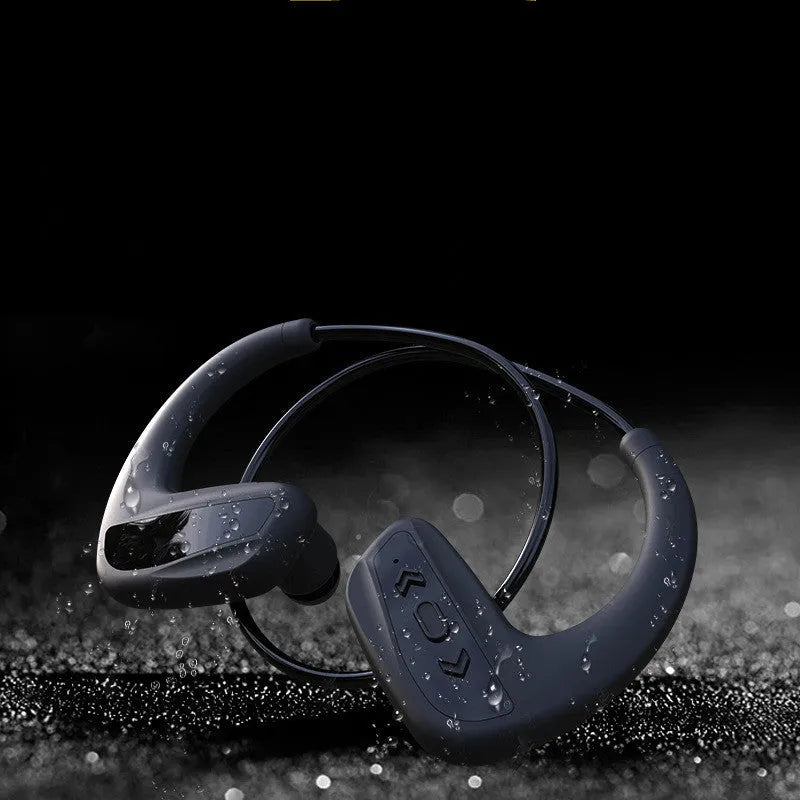 New Style Swimming Headset Bluetooth 8 Level Waterproof Black Head-Mounted Dual Stereo