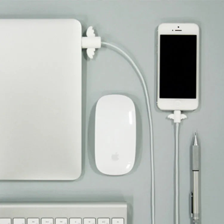 Food grade silicone anti-breaking cable protective cover in L and S sizes, angel white and bat black styles