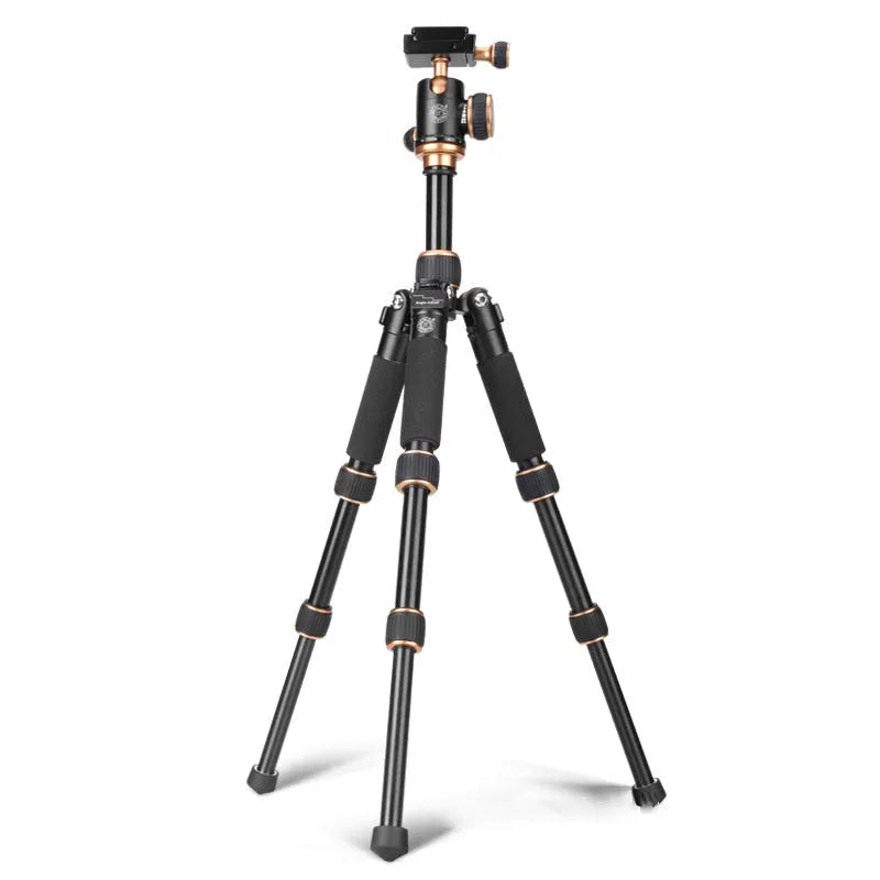 Light Age Q166 black aluminium alloy portable tripod with ball head folded for storage