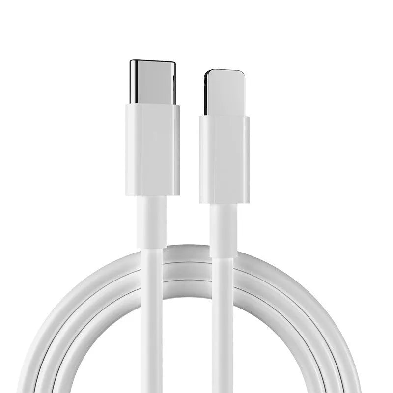 White USB-C 20W fast wall charger with 1 metre cable for iPhone and iPad charging