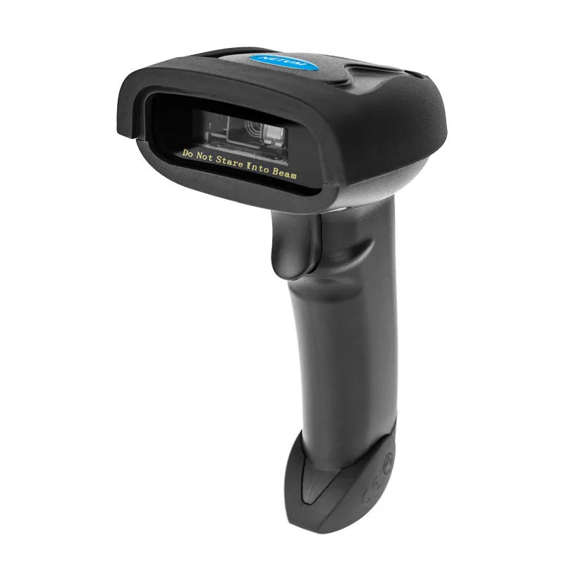 Wireless Laser Barcode Scanner 6900 in black handheld design with USB base