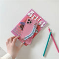 Huawei phone case with photo frame back and candy-coloured chain bracelet strap in pink and light blue