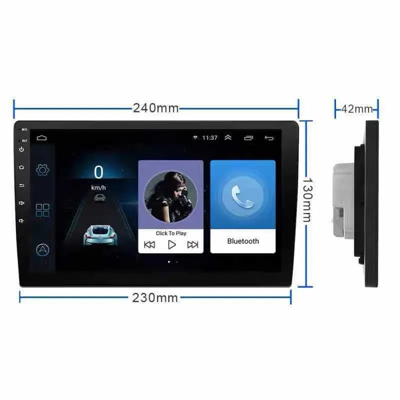 Black GM car navigator with rotating 10.1 inch LCD screen showing navigation display