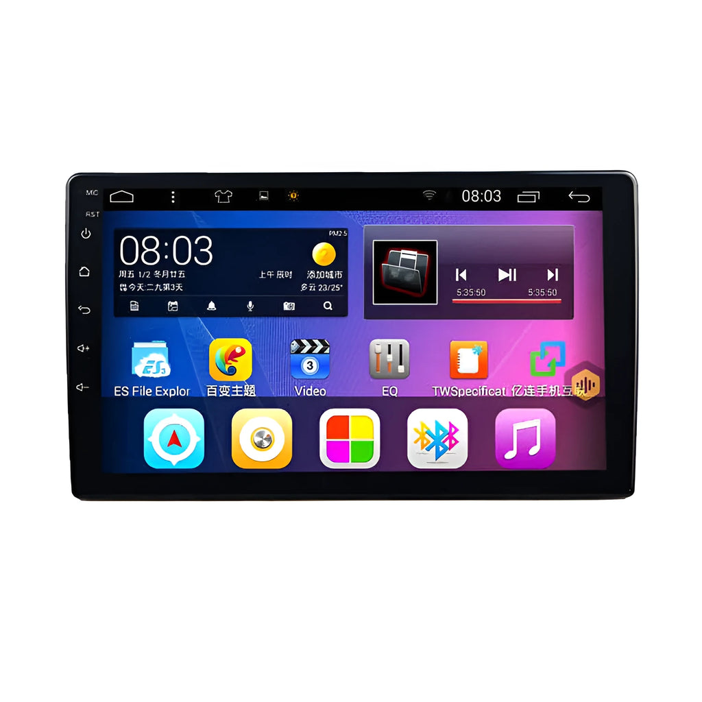 Black GM car navigator with rotating 10.1 inch LCD screen showing navigation display