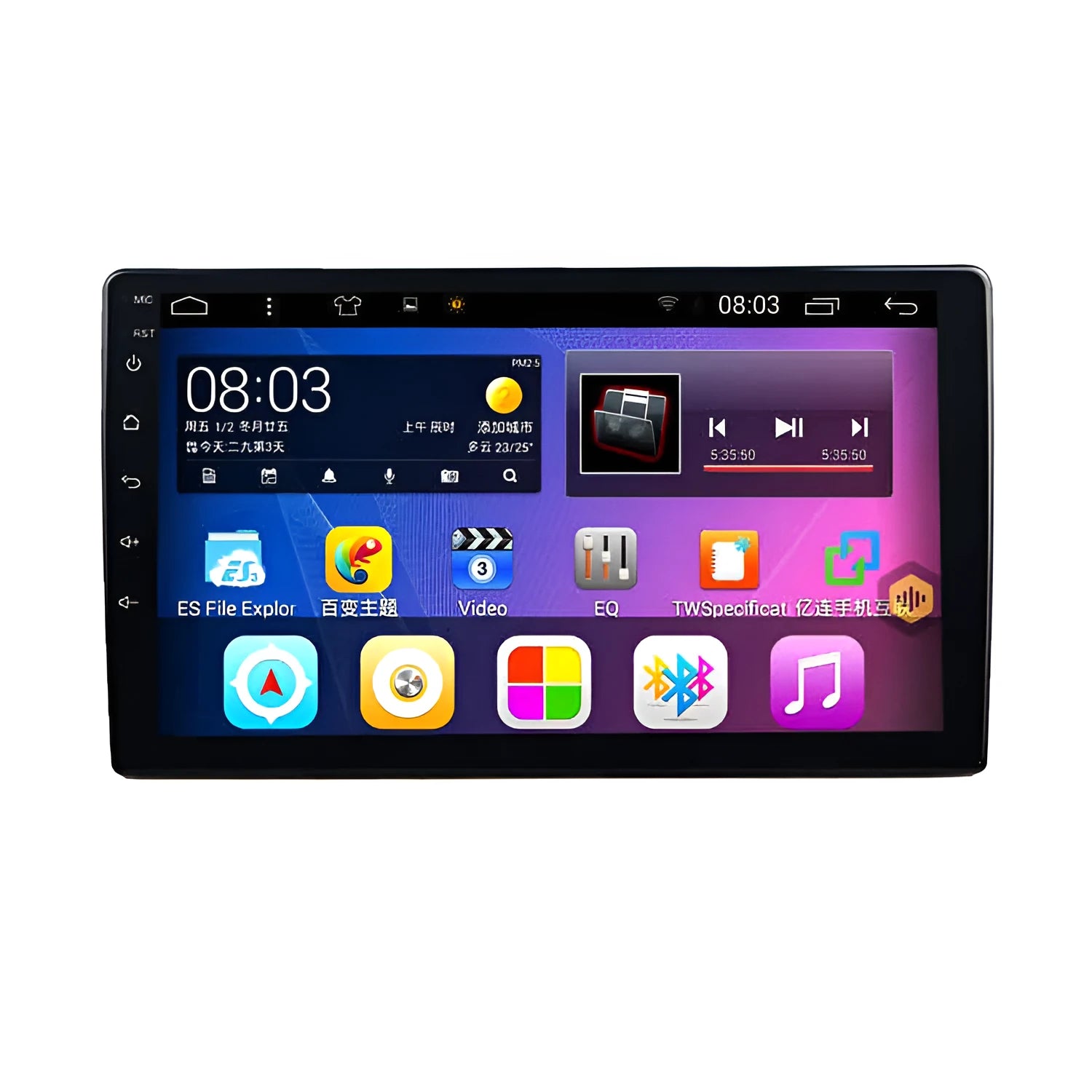 Black GM car navigator with rotating 10.1 inch LCD screen showing navigation display