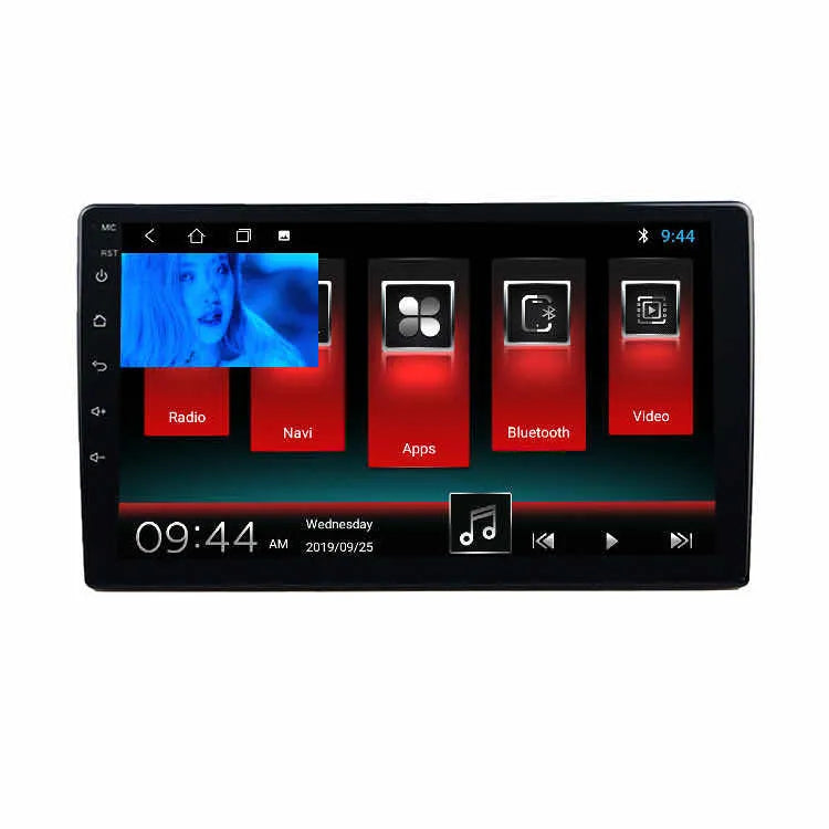 Black GM car navigator with rotating 10.1 inch LCD screen showing navigation display