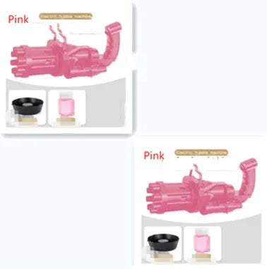 Children's bubble machine toy in pink gold or black colours with realistic gun design