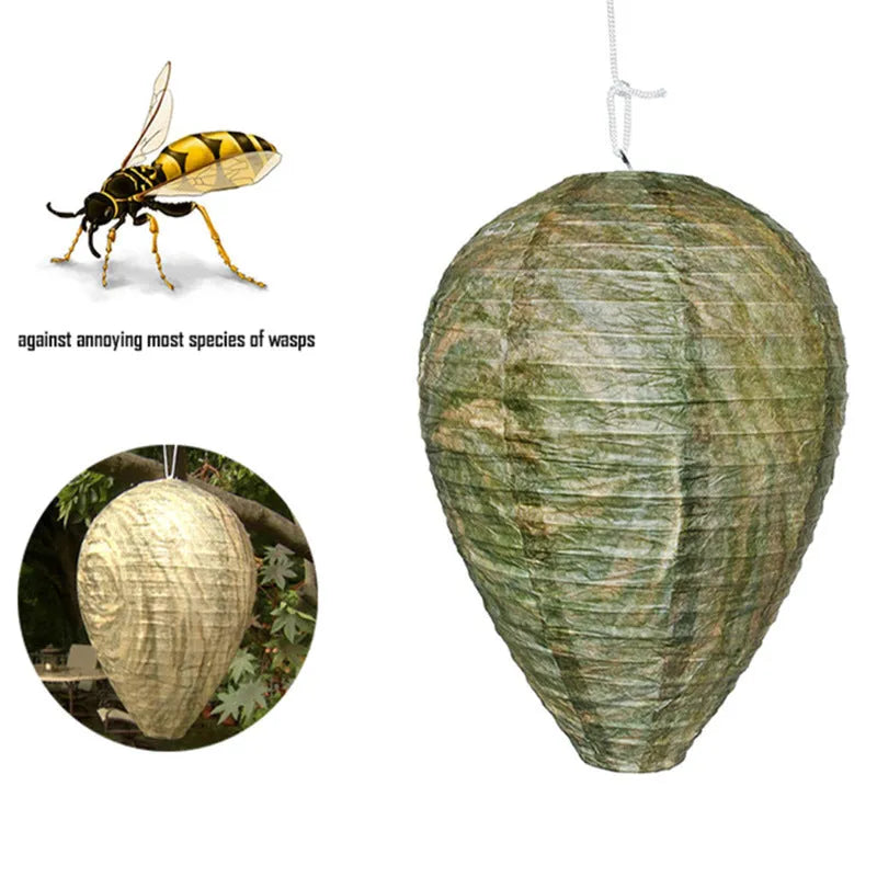 Hexagonal paper beehive lantern with wire frame, shown in photo colour.