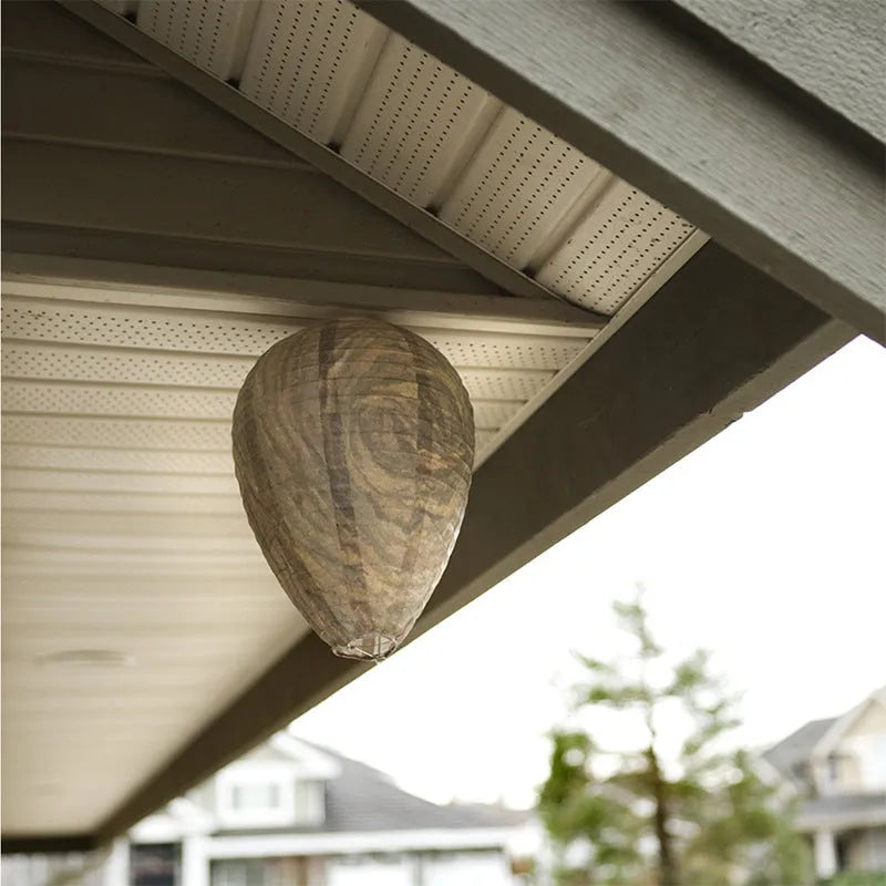 Hexagonal paper beehive lantern with wire frame, shown in photo colour.