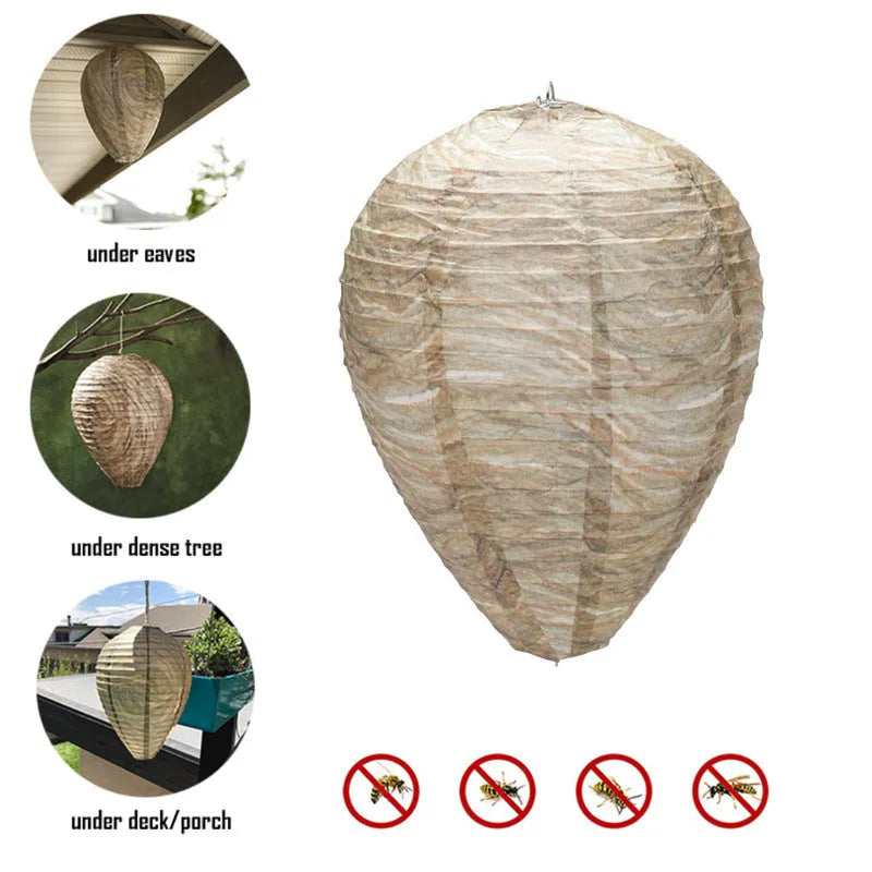 Hexagonal paper beehive lantern with wire frame, shown in photo colour.