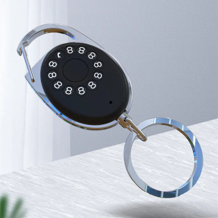 Black smart Bluetooth anti-lost device with selfie function, keychain design, compatible with Apple iPhone