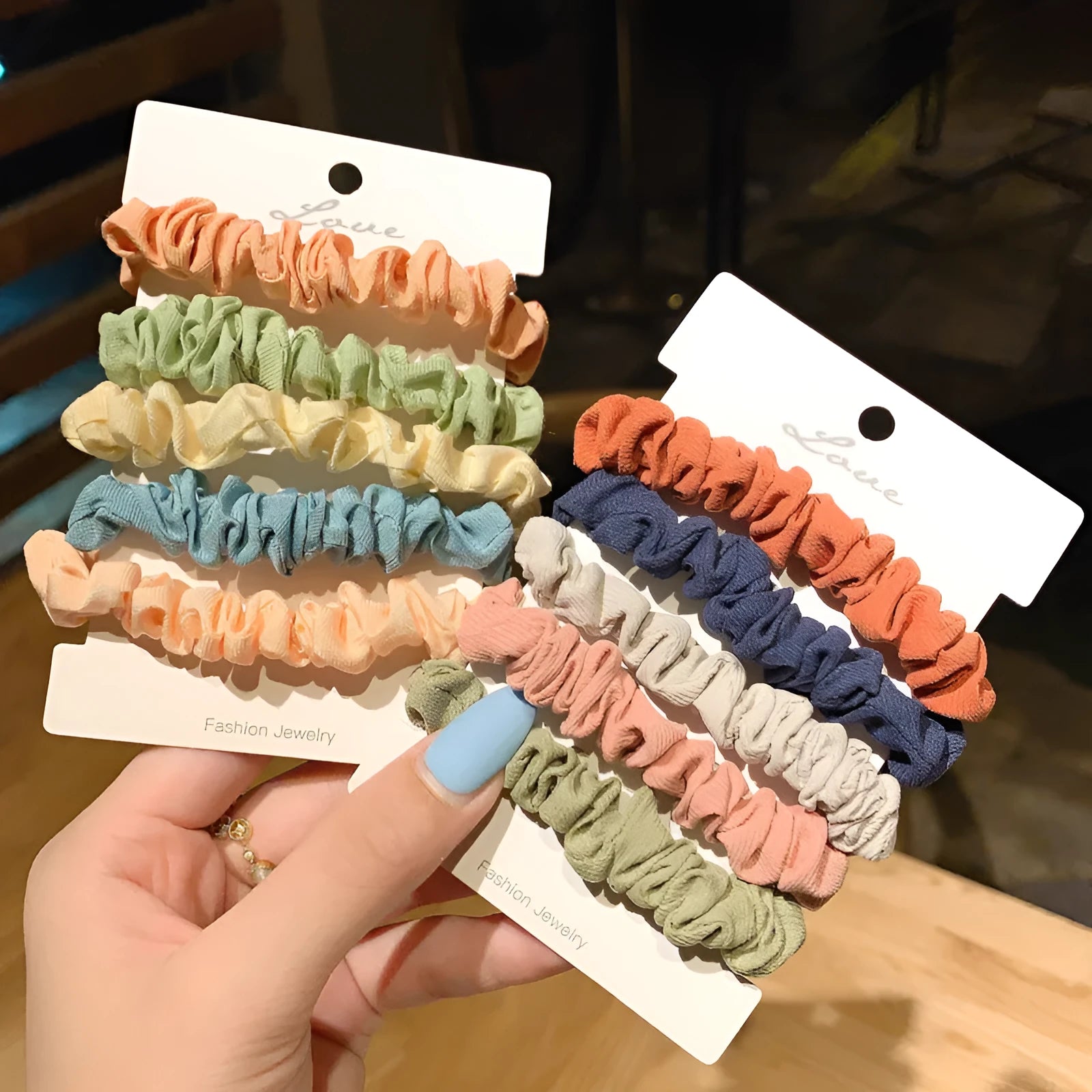 Children's hairpin set with autumn colours showing small intestine rings and large intestine ropes