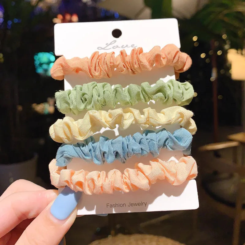 Children's hairpin set with autumn colours showing small intestine rings and large intestine ropes