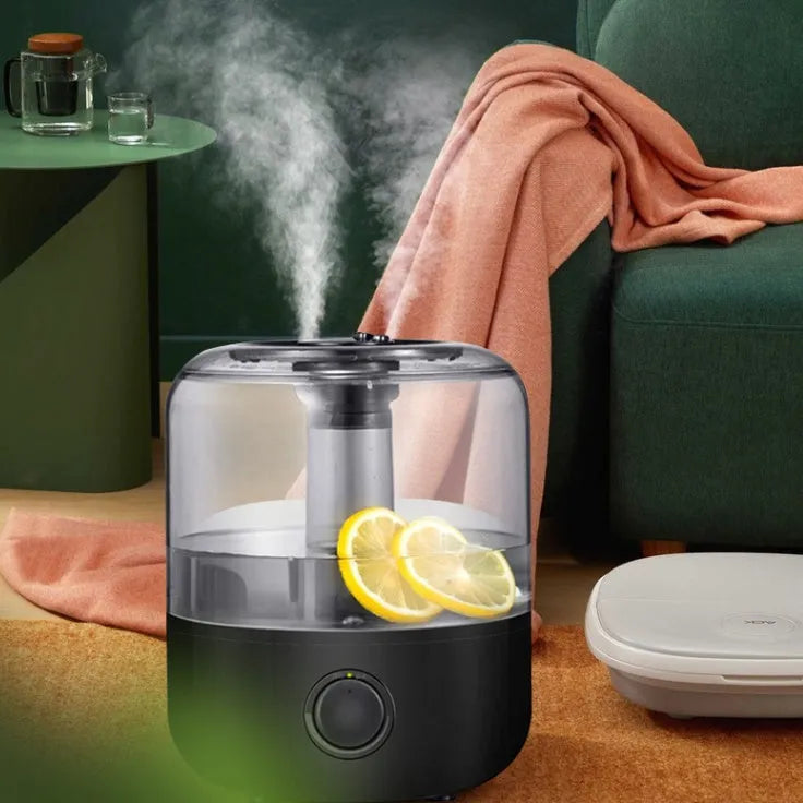 Black or white 3-litre ultrasonic humidifier for bedroom use with quiet operation