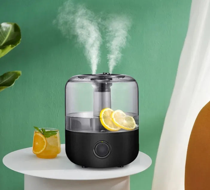 Black or white 3-litre ultrasonic humidifier for bedroom use with quiet operation