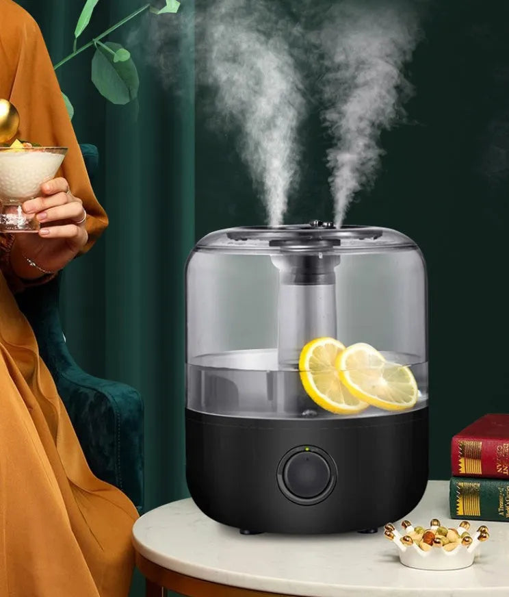 Black or white 3-litre ultrasonic humidifier for bedroom use with quiet operation