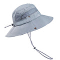 Men's summer fisherman hat in monochrome twill-weave polyester with wide brim and flat top on model