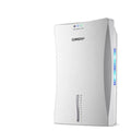 White compact silent household dehumidifier with 2.2L water tank and touch screen control