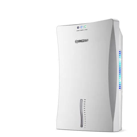 White compact silent household dehumidifier with 2.2L water tank and touch screen control