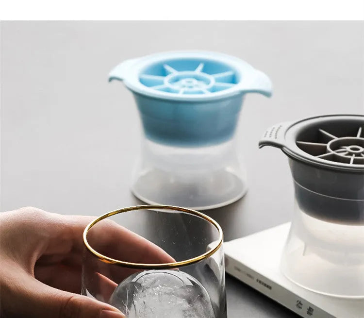 Silicone ice mould tray with hockey puck and geometric ice cube designs in multiple colours