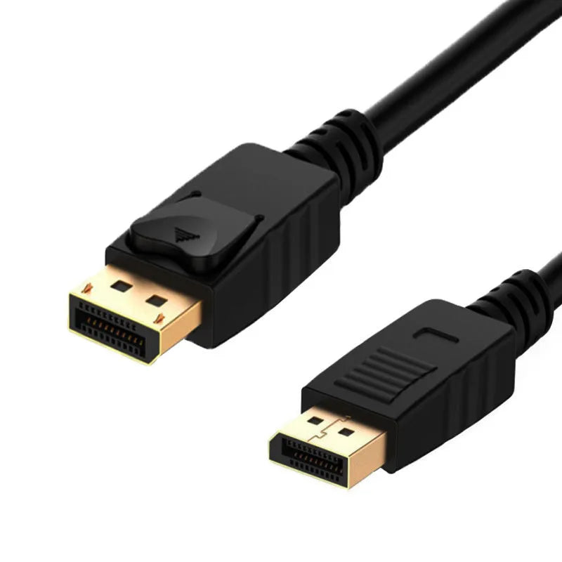 1.8m black DisplayPort DP male to DP male extension cable on white background