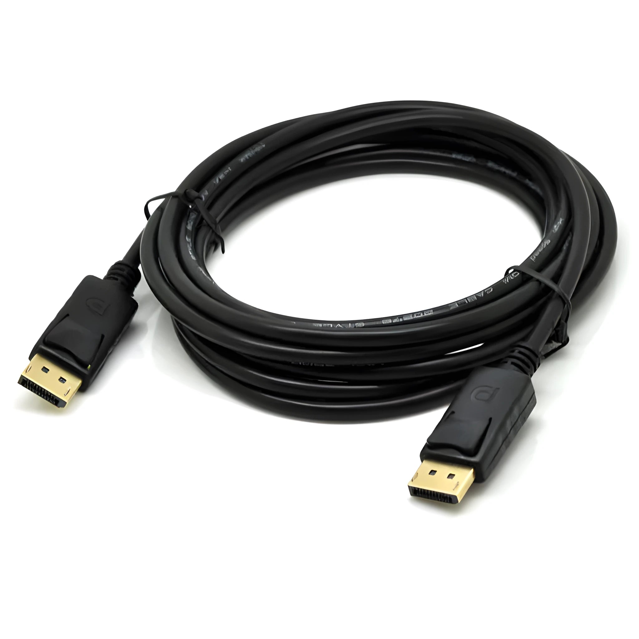1.8m black DisplayPort DP male to DP male extension cable on white background
