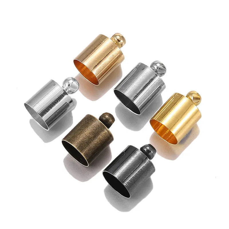 Multi-colour copper bell tassel caps for jewellery making in various sizes from 3mm to 12mm
