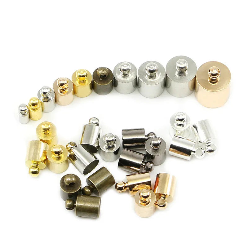 Multi-colour copper bell tassel caps for jewellery making in various sizes from 3mm to 12mm