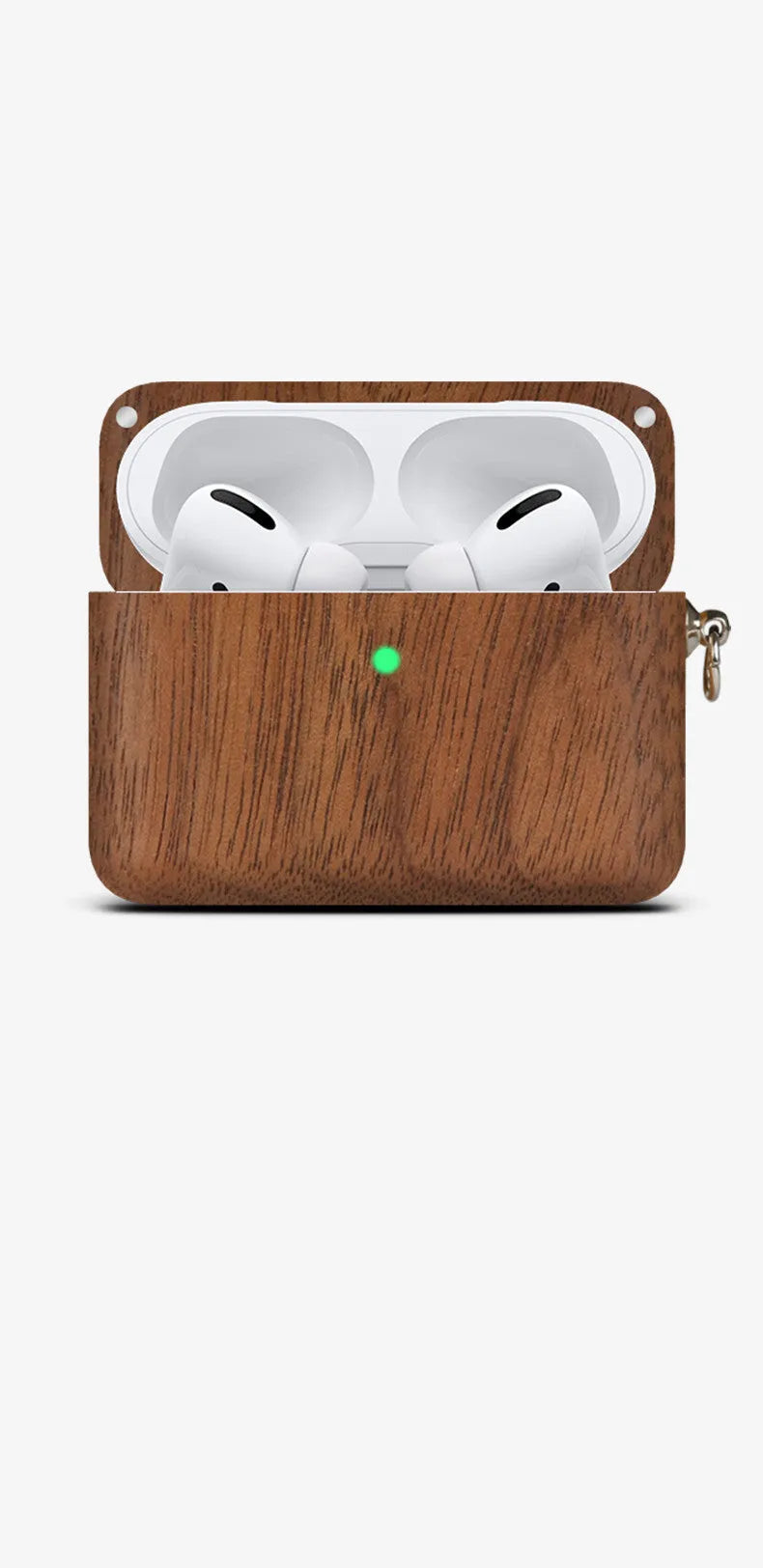 Solid wood earphone case and sleeve in various wood finishes, compatible with Bluetooth and Apple earphones