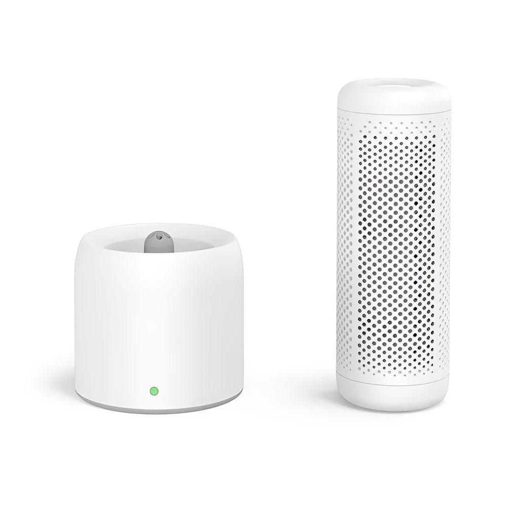 White small indoor dehumidifier for areas up to 10 square metres with 1 litre water tank capacity