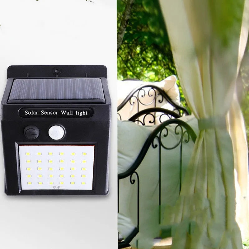 Solar outdoor garden lamp with LED sensor light 100LED motion detection for pathway patio