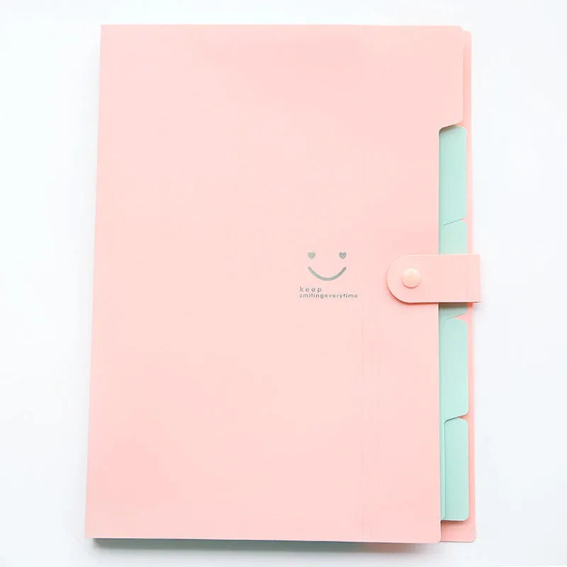 A4 plastic multi-page file folder in black, measuring 32.4 x 23.6 x 1.9 cm, open to show internal layers