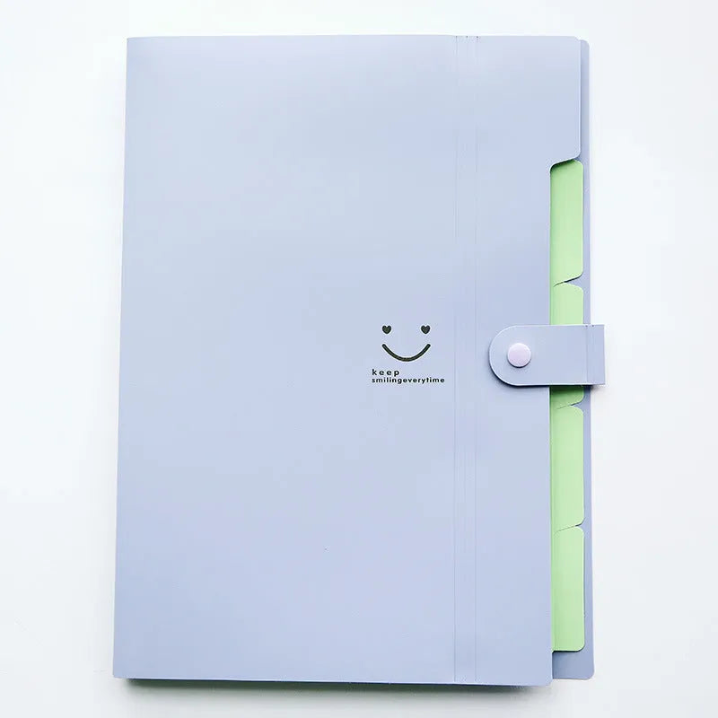 A4 plastic multi-page file folder in black, measuring 32.4 x 23.6 x 1.9 cm, open to show internal layers