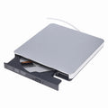 External USB 3.0 DVD burner tray type drive in black with black wire rod