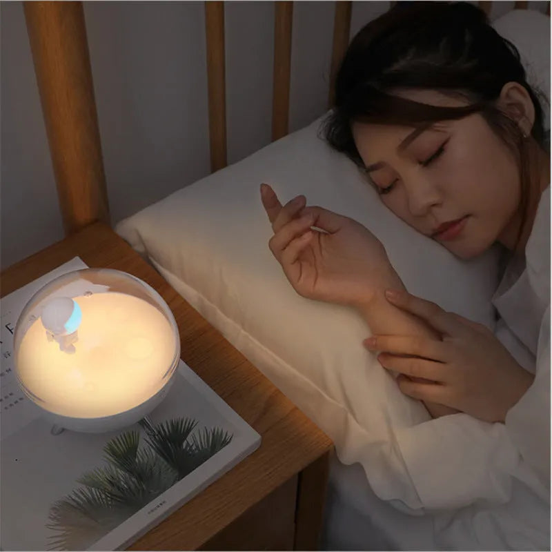 Modern minimalist USB LED night light with button switch and colour-changing illumination options