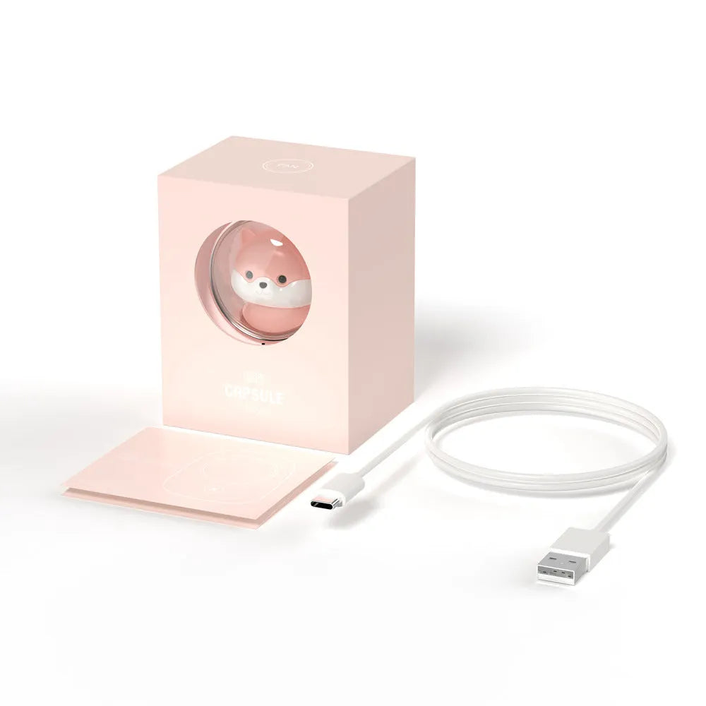 Portable hanging neck fan USB rechargeable mini fan with 3 speeds, 1200mAh battery, compact 82x63x48mm size, white-squirrel colour