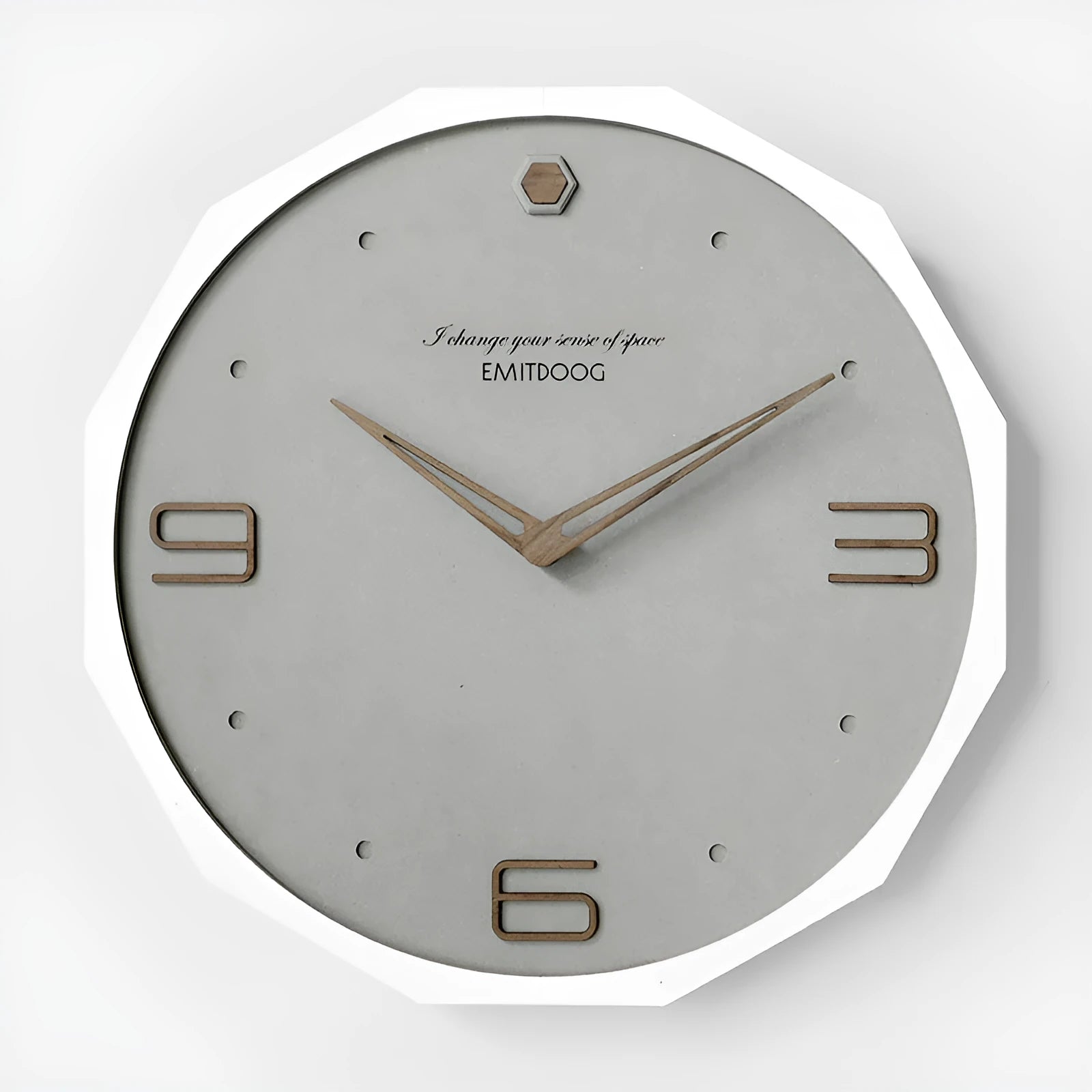 Round 12-inch Nordic wall clock with perforated metal design in four colour options