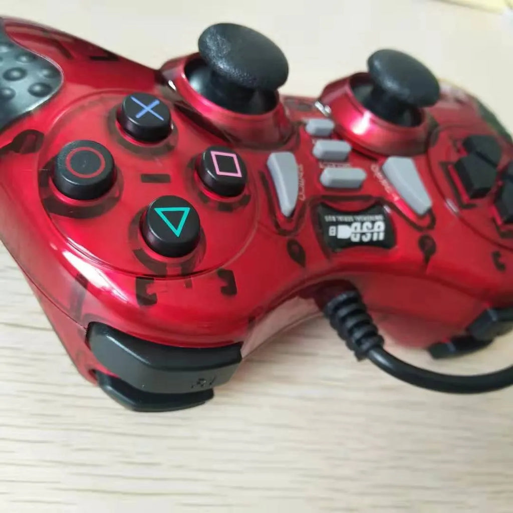 Red ABS multifunctional USB gamepad compatible with PC and consoles