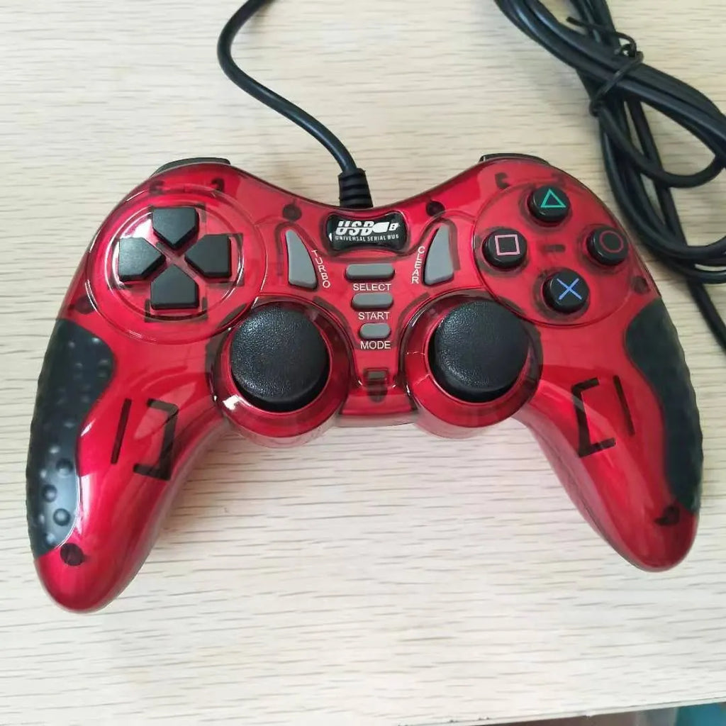 Red ABS multifunctional USB gamepad compatible with PC and consoles