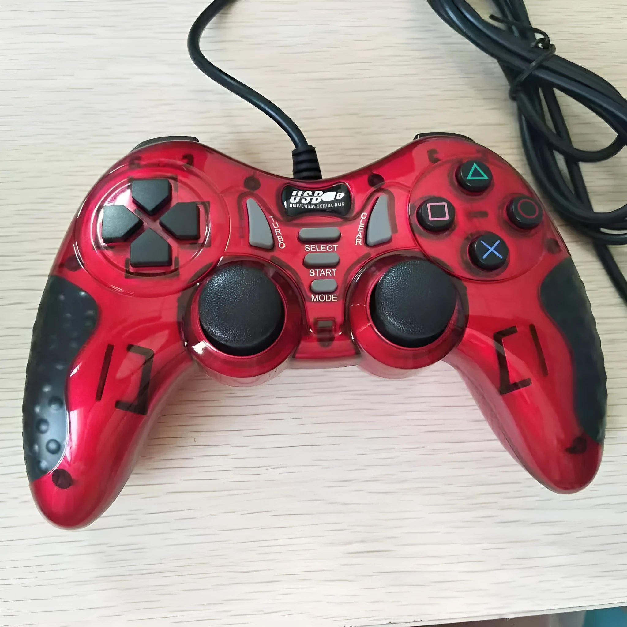 Red ABS multifunctional USB gamepad compatible with PC and consoles