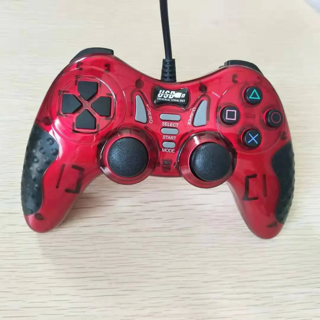 Red ABS multifunctional USB gamepad compatible with PC and consoles