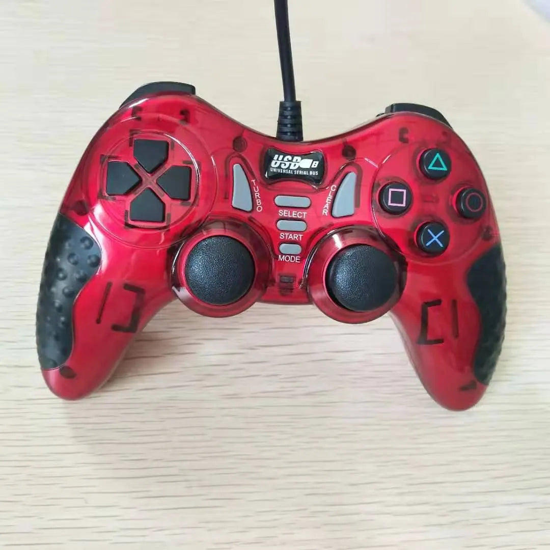 Red ABS multifunctional USB gamepad compatible with PC and consoles