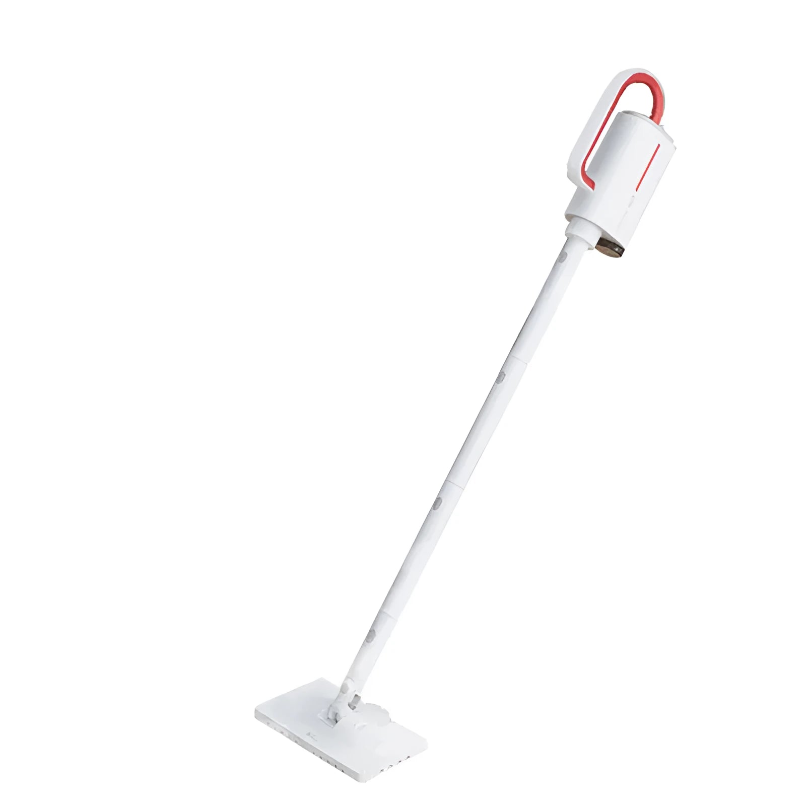 Deerma ZQ610 white steam cleaner with five brush heads, glass scraper, and corrugated pipe on a light background