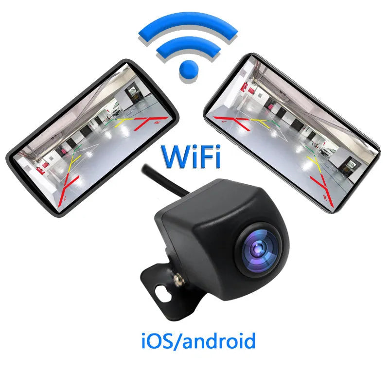 Black reversing camera with wide-angle lens and starlight night vision, size 13.2 x 8.2 x 4.6cm